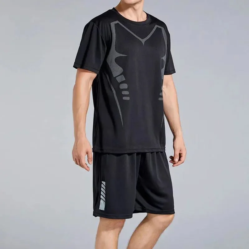 OEM Custom Logo Summer Sportswear T Shirt and Tracksuits for Men Cotton Running Shortwear Sets Tracksuit for Men