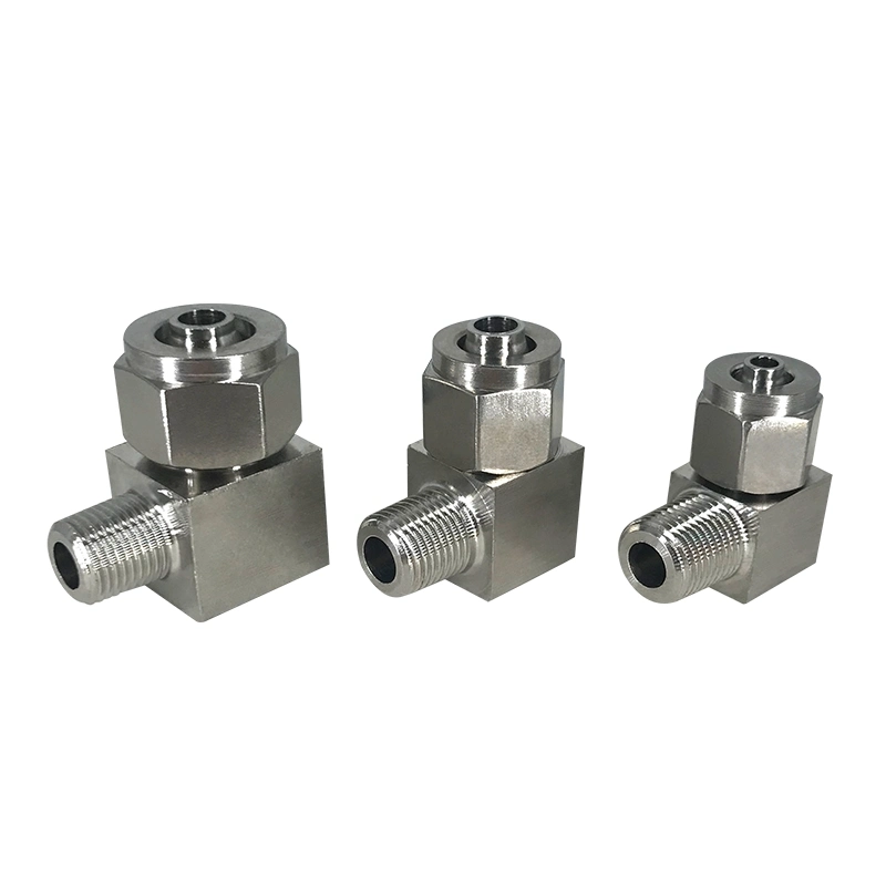 NPT Twin Ferrule Compression Tube Fittings 316 Stainless Steel 90 Male Elbow, SS304 Hexagonal External Thread Pipe Fitting, CNC Machined Part