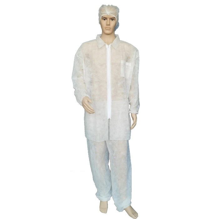 Disposable Lab Coat Nonwoven PP/SMS Visiting Lab Gown with Knitted Cuff and Collar Multiple Colors Available Lab Coat