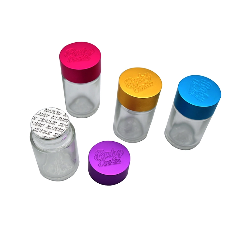 Lot de 5 pots en verre anti-odeurs personnalisés à base de couleur infusée Avec couvercle anti-enfants pour emballage sec à fleurs