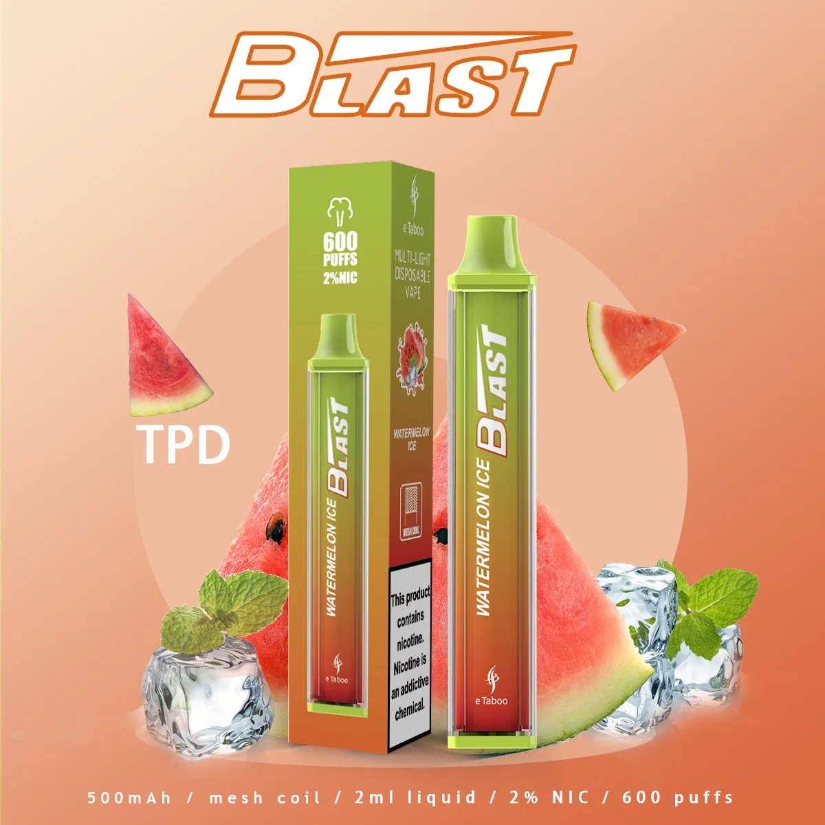 Wholesale Price Disposable Vape Blast 600 Puffs Tpd/Ukca Etaboo Puff Waka Bar Electronic E Cigarette