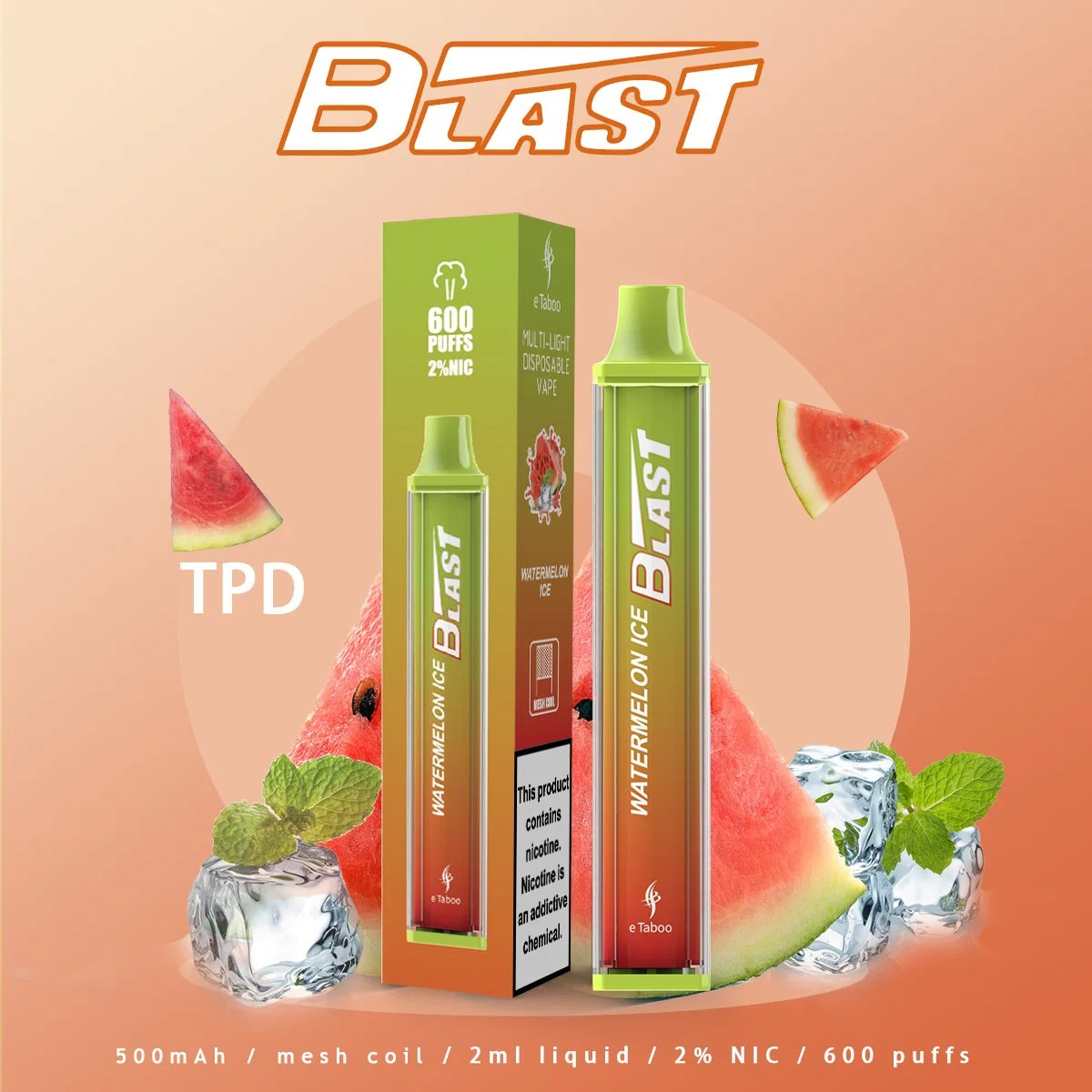 Wholesale/Supplier Price Disposable/Chargeable Vape Blast 600 Puffs Tpd/Ukca Etaboo Puff Waka Bar Electronic E Cigarette