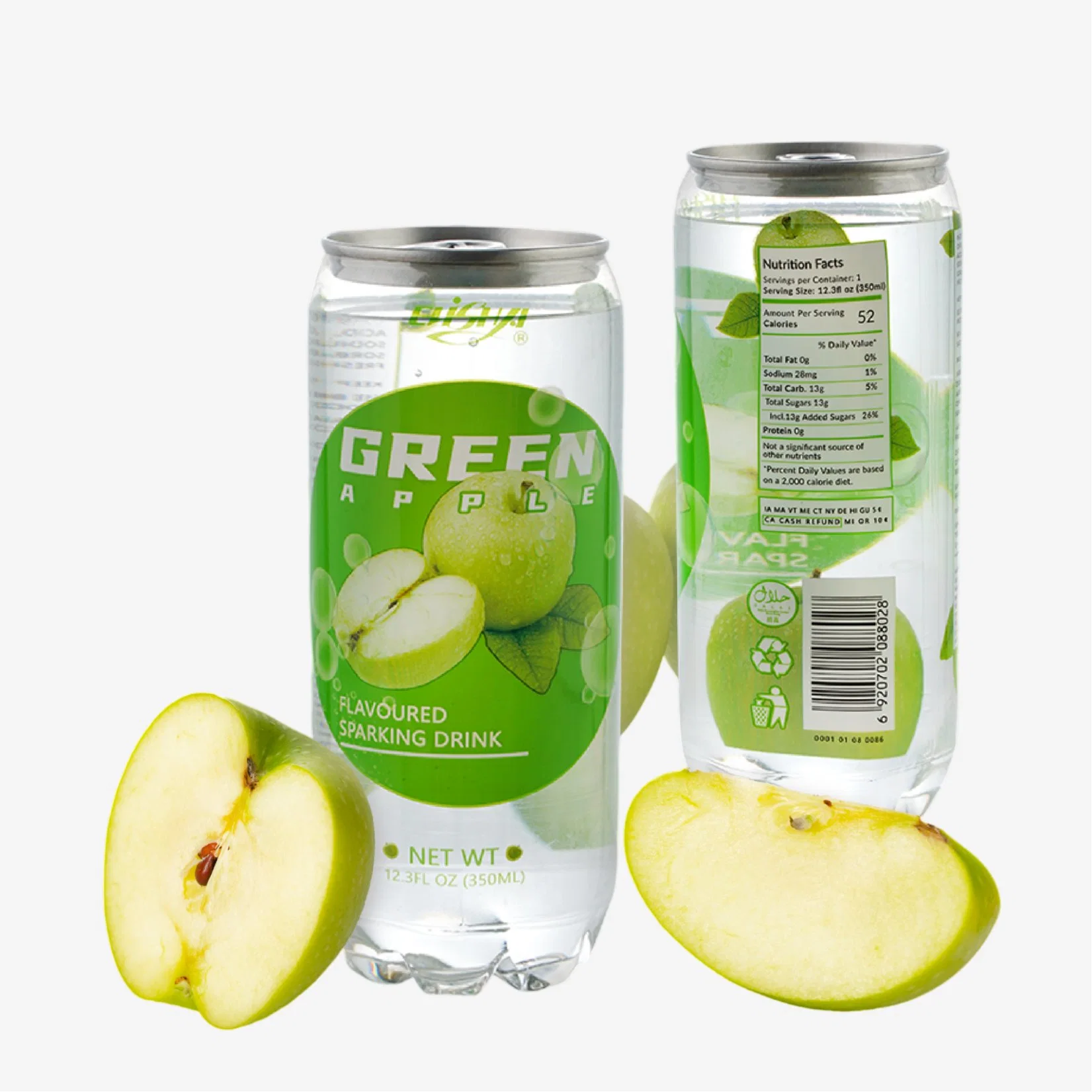 350ml Canned de Rendimiento de alta calidad/alto costo sabor a manzana espumosa agua