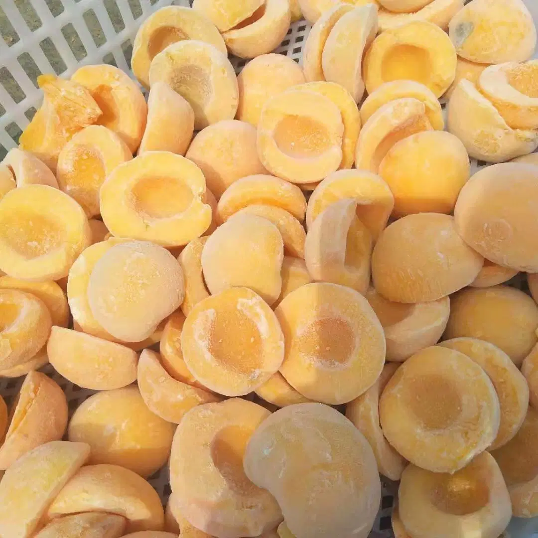 Frutas congeladas las mitades de duraznos amarillo congelados