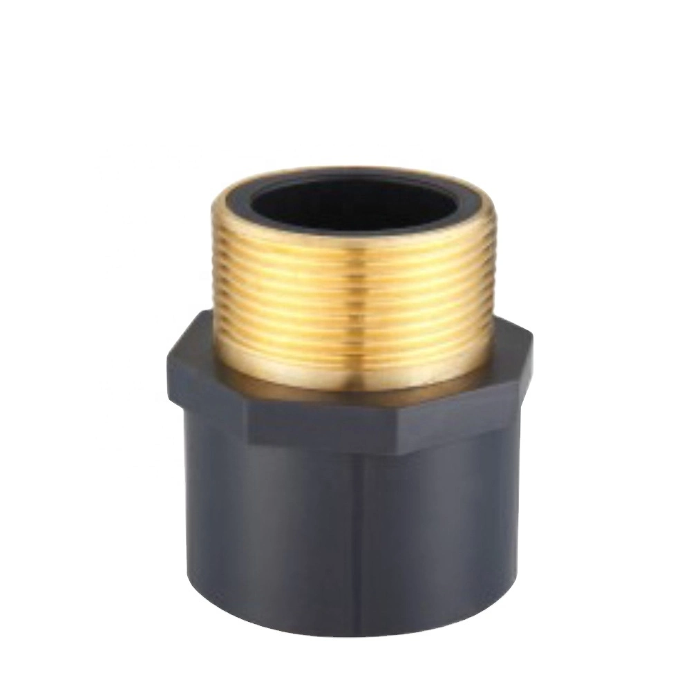 Dark Grey Color Sch80 PVC Pipe Fittings Brass Male Thread Coupling