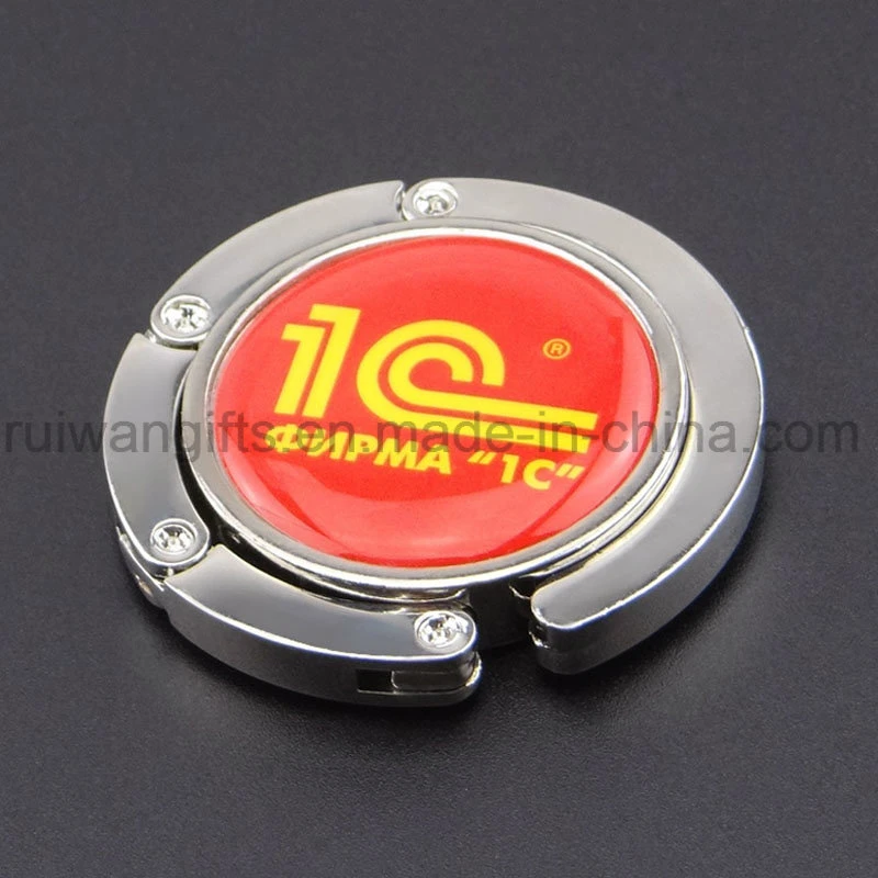 Promotion Metal Bag Hanger with Epoxy Dome Logo