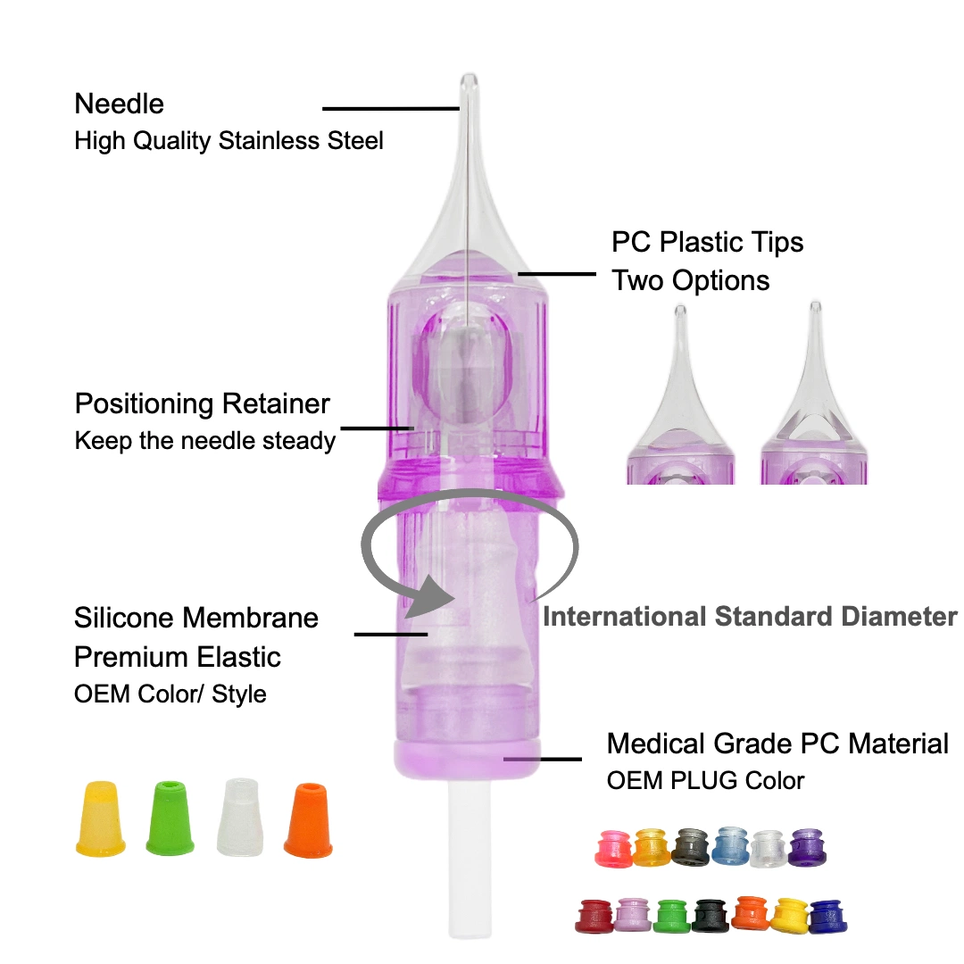 Máquina de tatuaje de maquillaje permanente de aguja de cartucho premium esterilizada profesional de Bugpin Rl RS Magnum de venta caliente al por mayor.