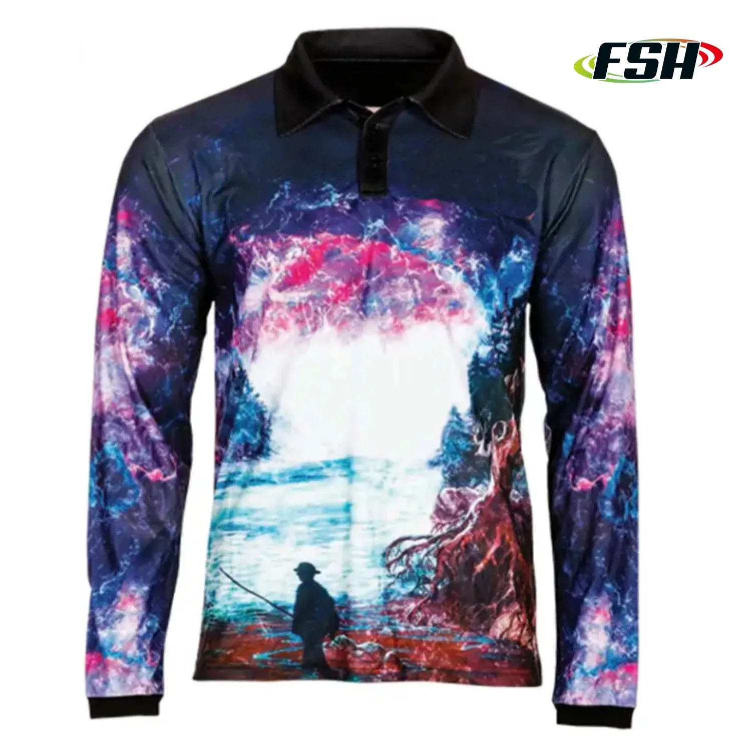 Diseño personalizado anti UV UPF50 Camisas de Polo de desgaste de la pesca de poliéster de desgaste de pescador