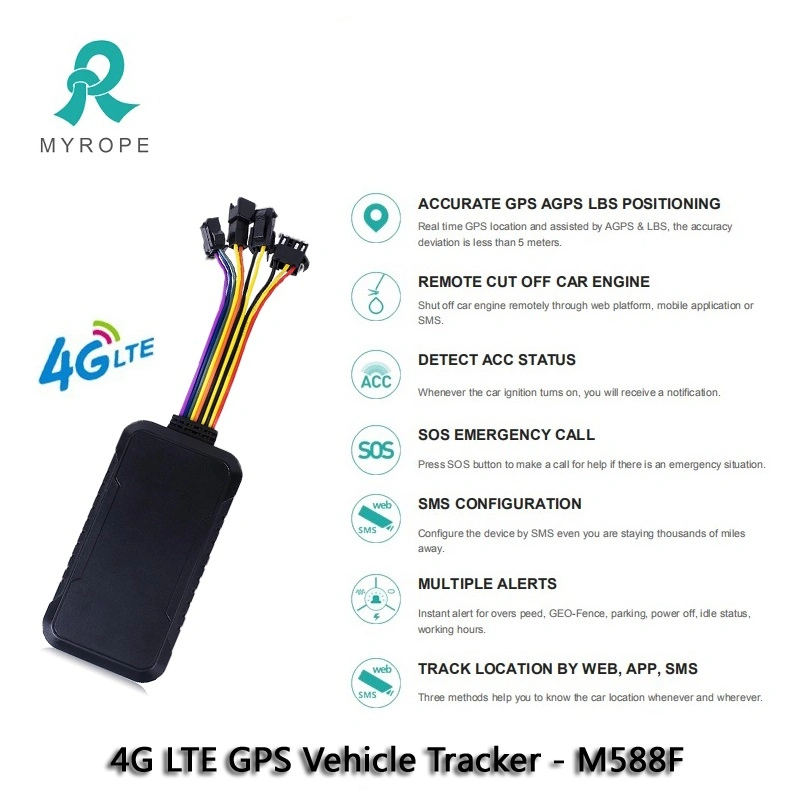 4G LTE FDD Car Tracker Tracking System Device Smart GSM Vehicle GPS Trackers with Historical Track