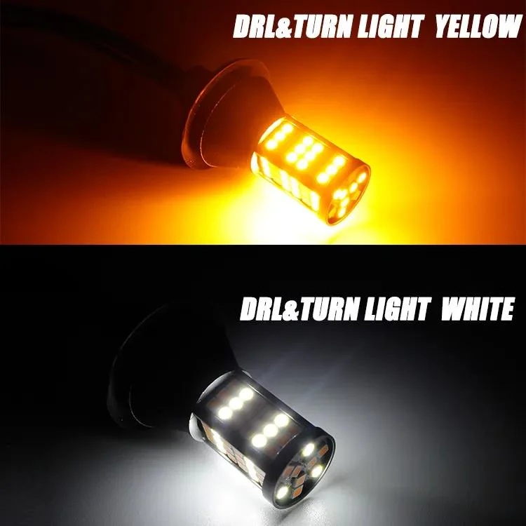 Canbus Error Free 1156 1157 3157 3156 7440 7443 White, Amber LED Anti Flash DRL Turn Signal Light Bulbs with Canbus