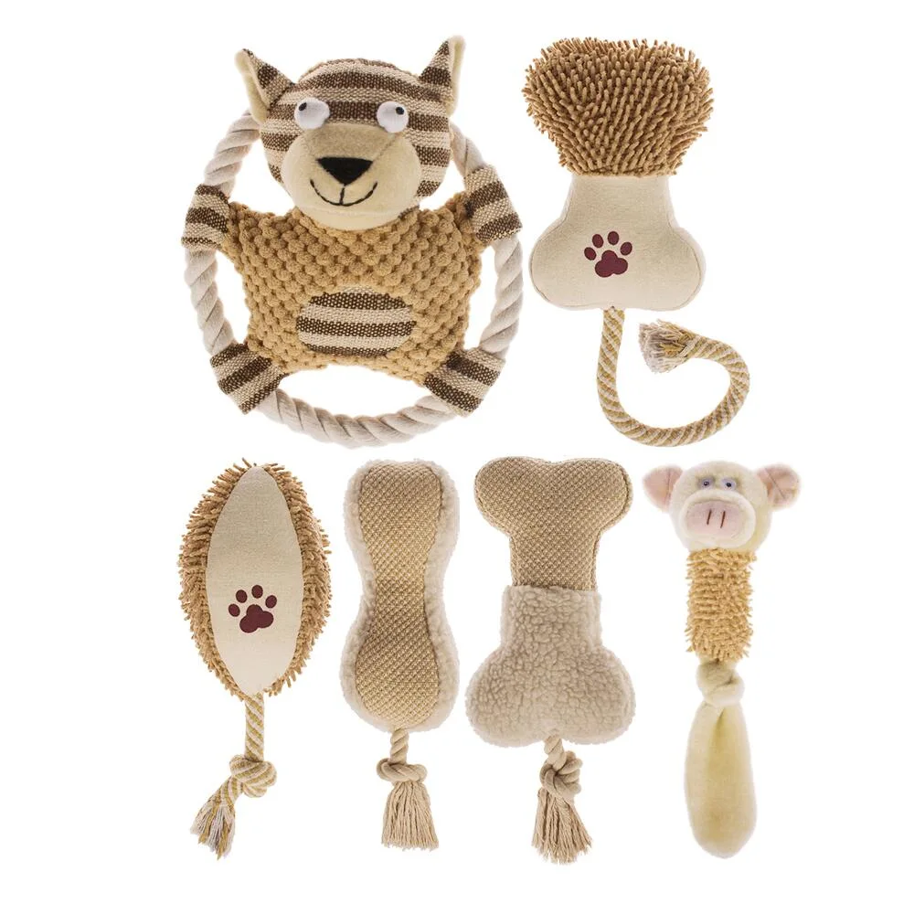 Пэт Rena собака шикарные жевательной резинки стаей пищащих интерактивного воспроизведения Мягкие плюшевые игрушки Poly-Cotton веревки формы животных игрушки