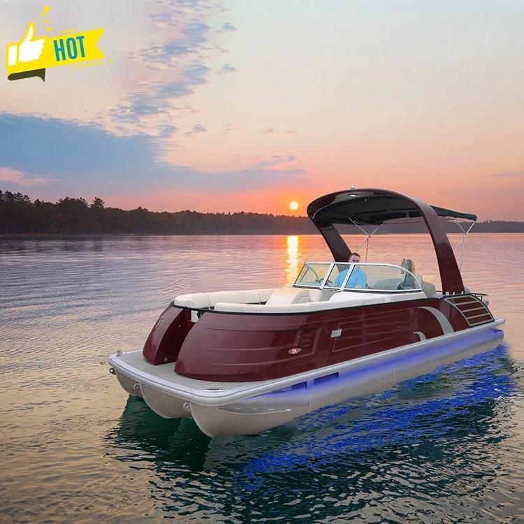 Kinocean High End Competitive Price Sport Tritoon Fiberglass Fishing Pontoon Boat with ISO2008 and CE