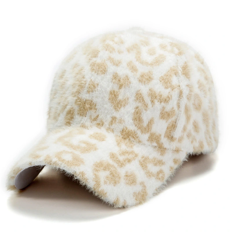 Mode hiver: Leopard Imprimer Casquette de baseball brodée de velours Cap Vintage Papa Hat