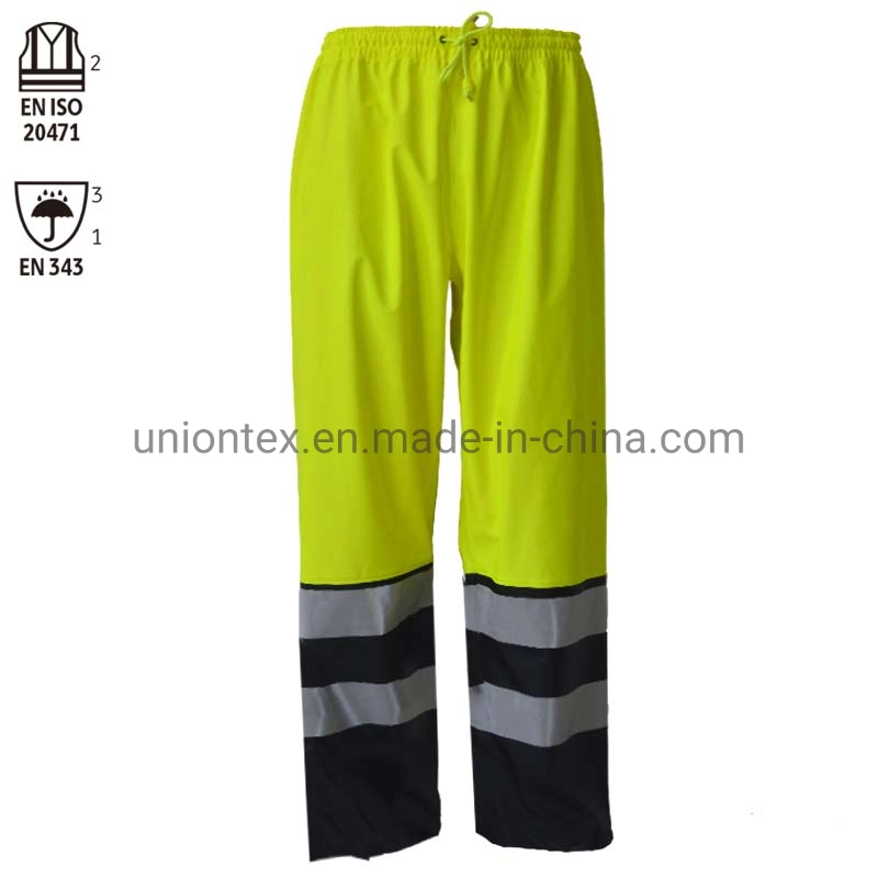 High Visibility Safety Uniform PU Waterproof Work Pants