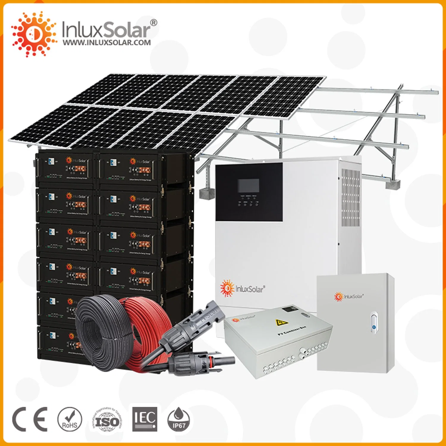 5kw 10kw 15kw 20kw 30kw هجين على / قبالة الشبكة الشمسية PV عاكس الألواح الكهروضوئية نظام تخزين الطاقة المنزلية مع وحدة توليد الطاقة بالبطارية الليثيوم