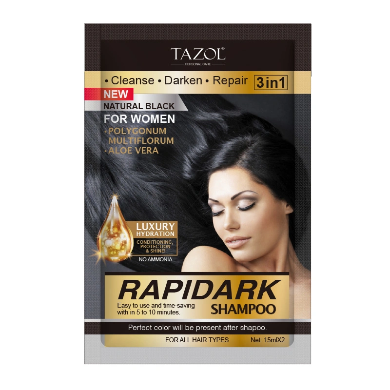 15ml*2 Sachet House Use Hair Color Shampoo Dark Brown Black