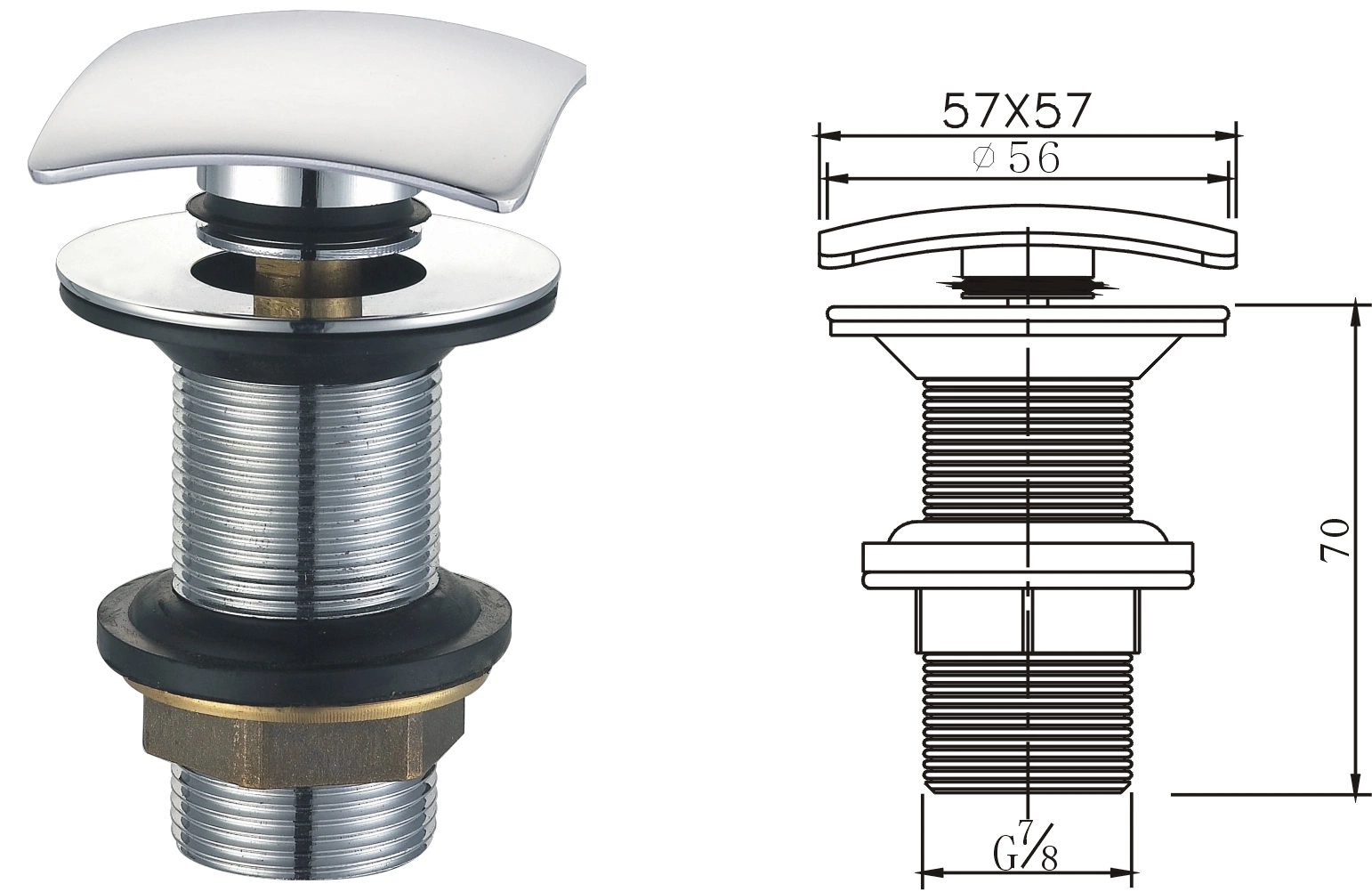 7/8" Basin Waste Drain with Plastic Plug Cap for Brazil Market