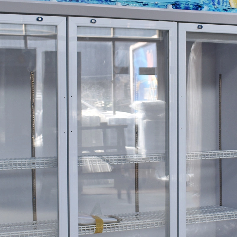 Large Capacity Commercial Upright Clear Transparent Glass Door Display Refrigerator