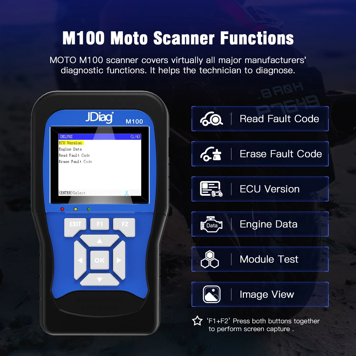 Jdiag M100 Herramienta de diagnóstico de motocicletas para Kawasaki YAMAHA Suzuki Motorbike Scanner Motor Scan Tool en lugar de Mct-500