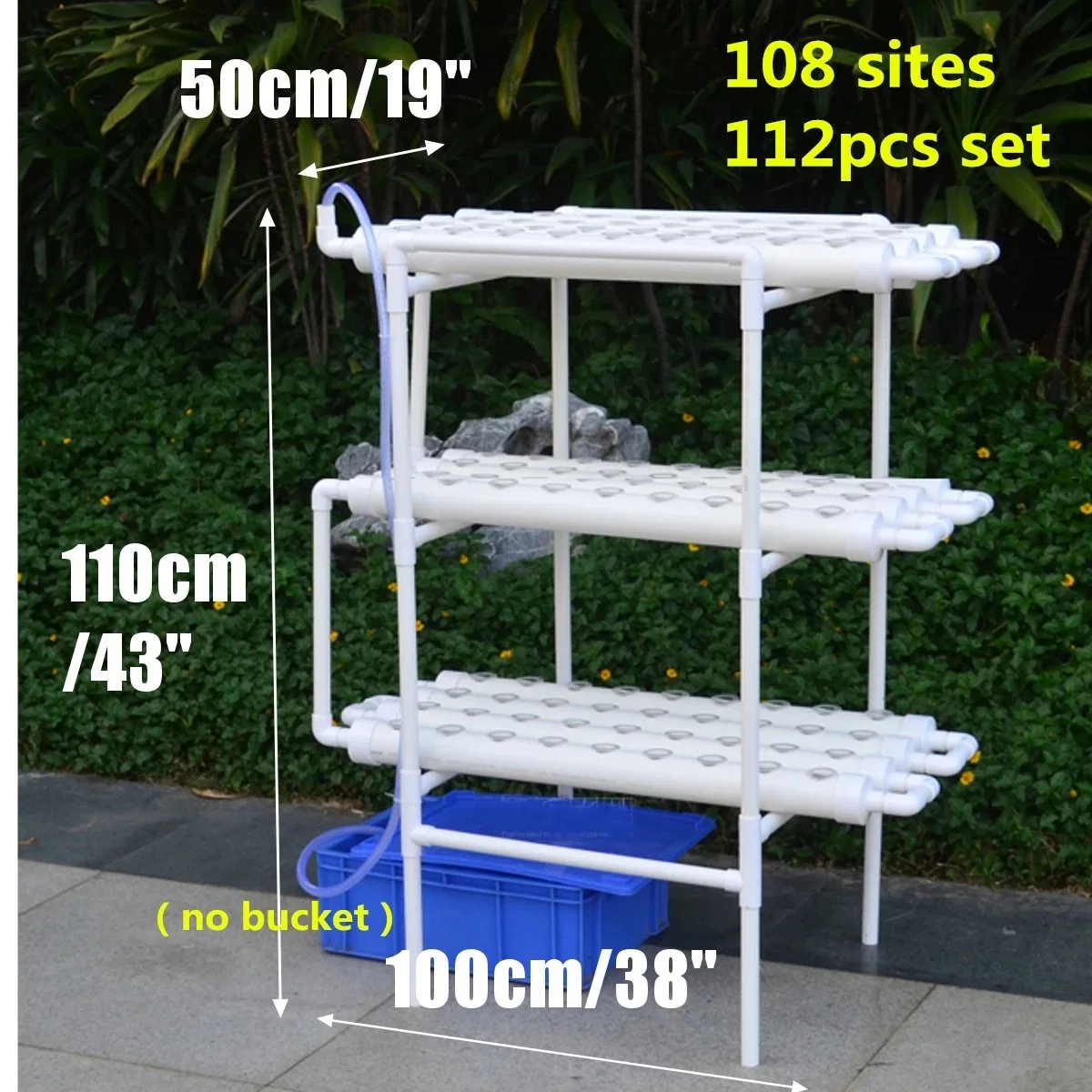 Nft Indoor Greenhouse Hydroponic Grow System Vertical Plant Lettuce Strawberry 108 Holes