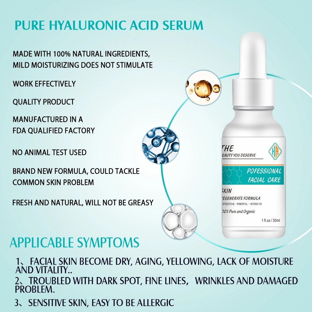 Wholesale/Supplier Natural Organic Smooth Skin Care Anti Aging Whitening Pure Hyaluronic Acid Serum