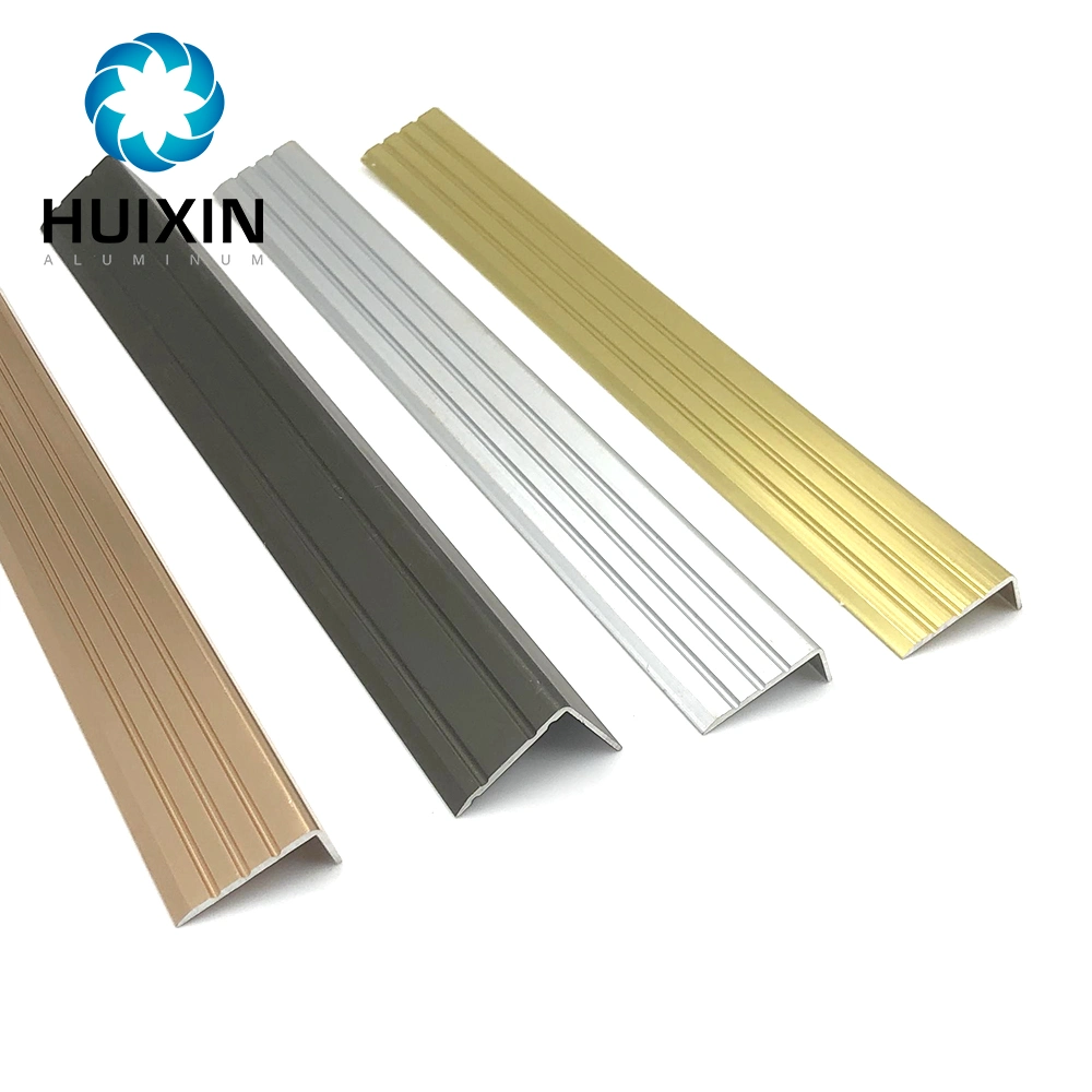 Foshan Anodizing and Polishing Silver Gold Shine Surface Tile Trim Aluminium Stair Nosing Trim