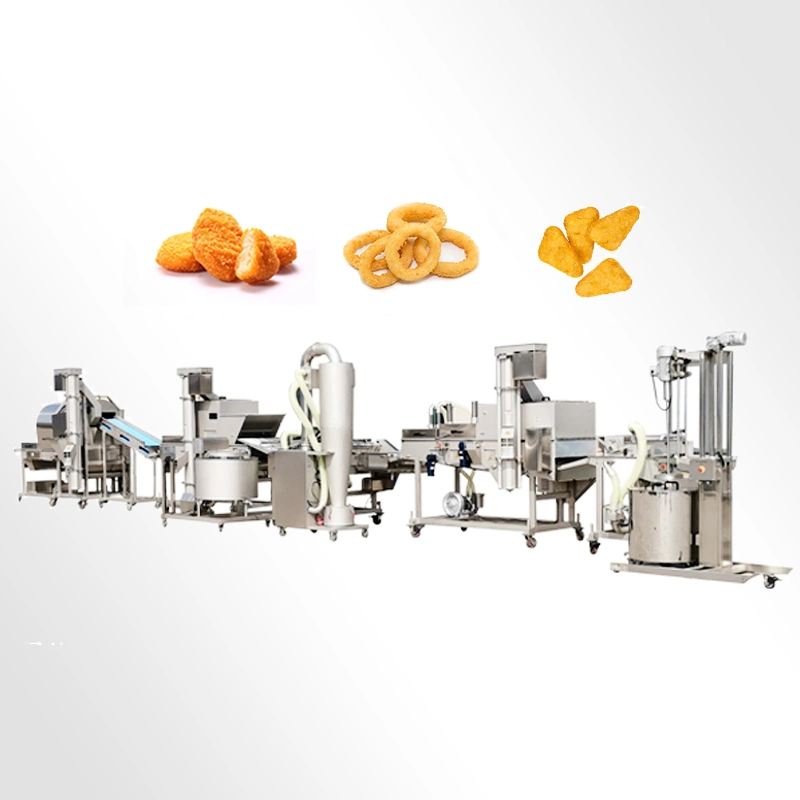 TCA certificada CE Nugget de Pollo Pop corn Tambor Flouring automática máquina de recubrimiento Preduster Nugget de pollo la conformación de la máquina