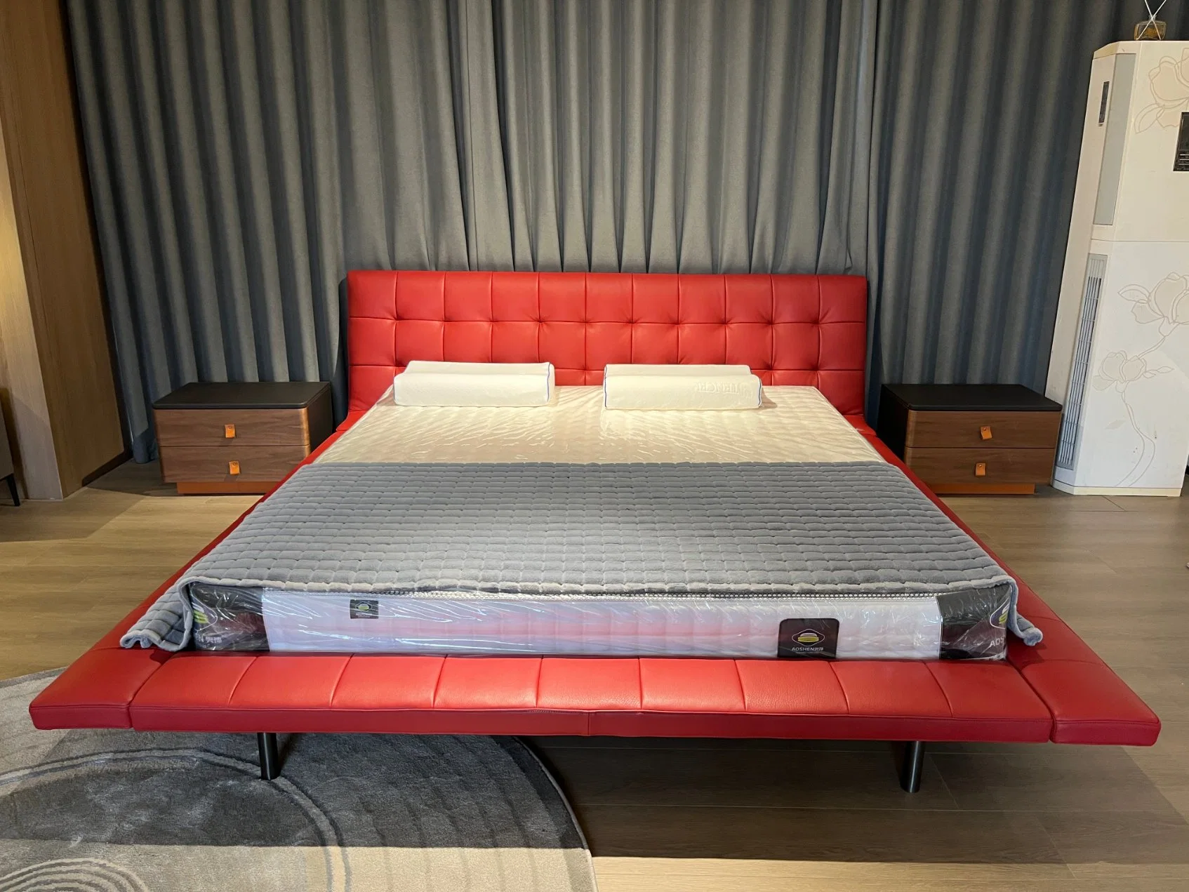 Italienische Luxus Moderne Schlafzimmer Möbel Echtes Leder King-Size-Bett