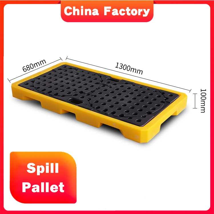 Spill Containment Tray Anti-Leakage 2 Drum Spill Containment Pallet with Drain for Waster Oil Storage