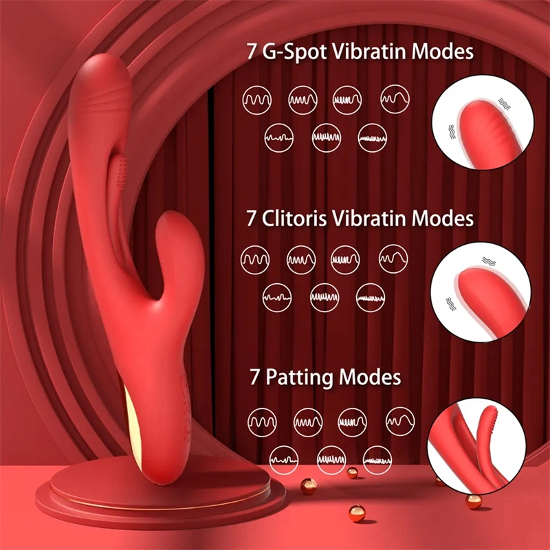 Factory Wholesale/Supplier 3 in 1 Finger Patting G Spot Rabbit Vibrator Sex Toys for Adult Woman Clitoral Stimulator Flap Dildo Vibrator