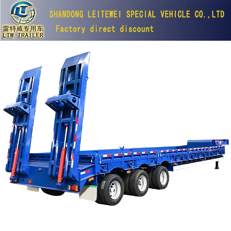 3 Axle 60 T 80 120 Tons Hydraulic Ramp Low Bed with HOWO Truck Head Low Loader Lowbed Truck Trailer