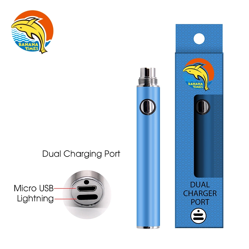 Precio de fábrica 510 batería VAPE Hash Rosin aceite grueso Lápiz vaporizador logotipo personalizado Puerto de carga doble USB-C 650mAh 510 Batería de cartucho