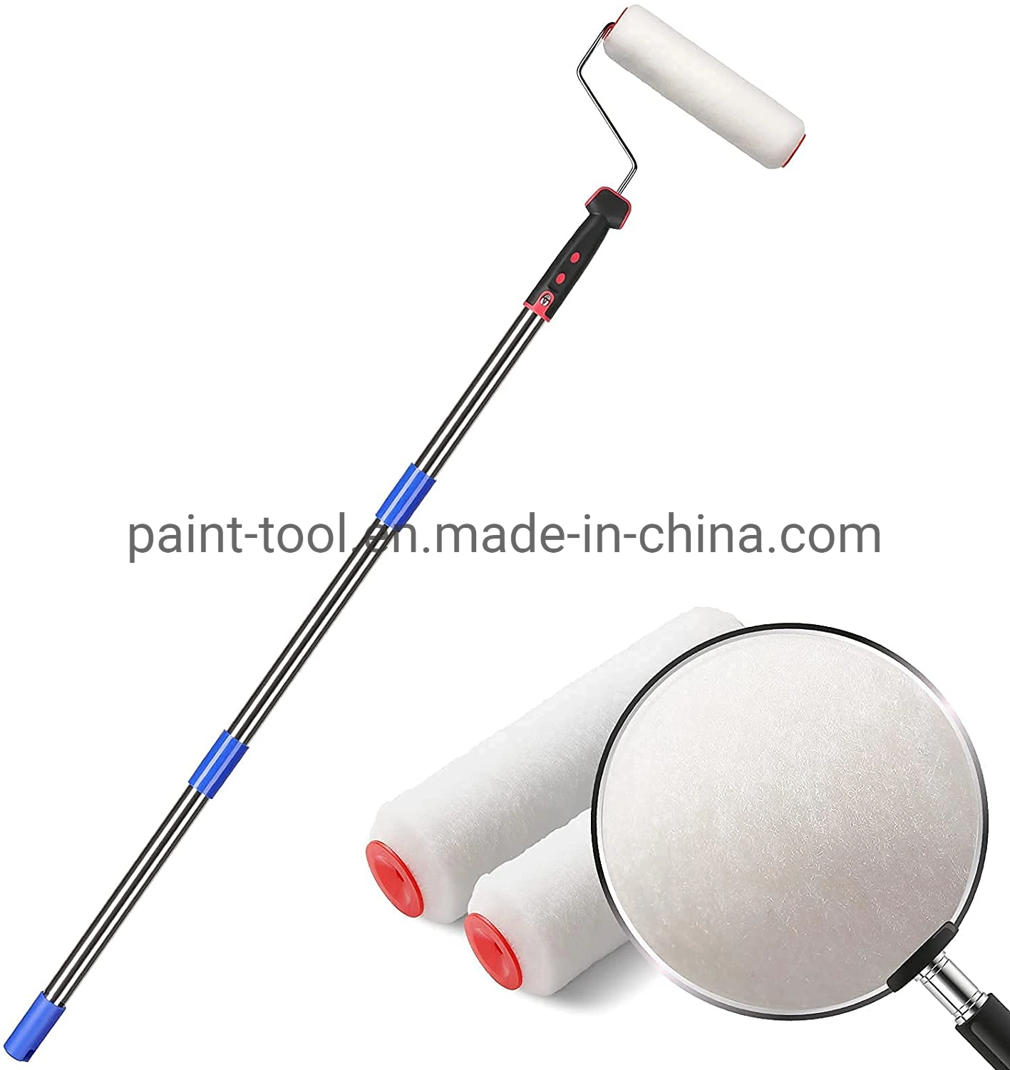 8 FT Multi-Function Paint Roller Kit with House Paint Roller Brush Stainless Steel Paint Extension Pole