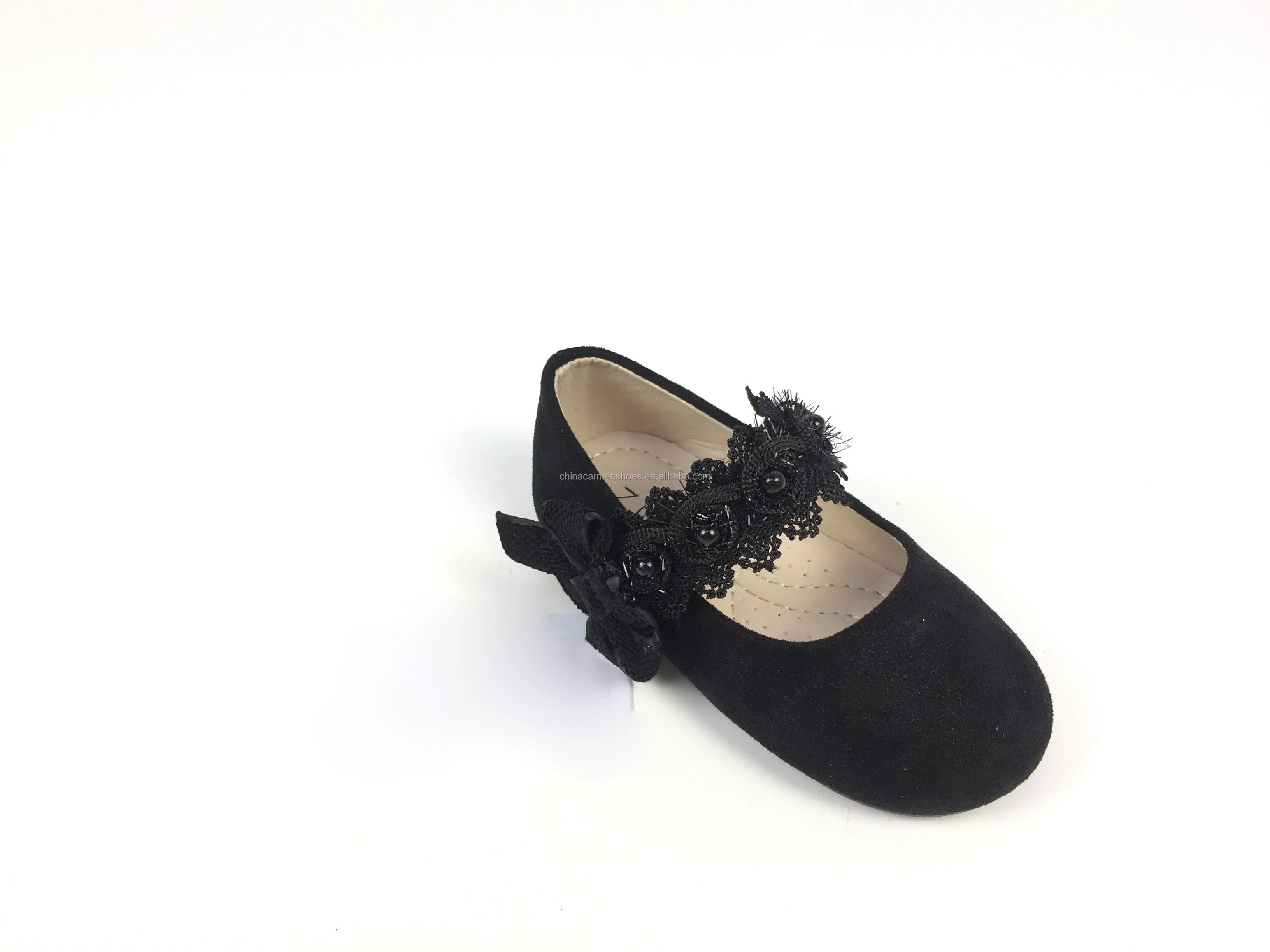 Princess Bow Single Shoes Flat Black Children's Casual Shoes