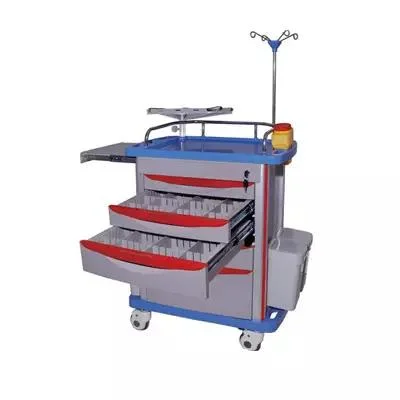 Hospital Procedure Portable Drugs ABS Plastic ICU CPR Medical Crash Cart Medical Emergency Trolley