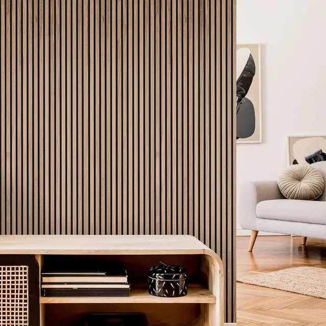 Pet-Friendly Composite Wall Panel with Slatted Design for Home Decor