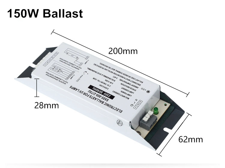 Balastro electrónico de início de preaquecimento Balastros para lâmpadas Ho IP20 220V 95W-150W de luz UV esterilizador UV MARCAÇÃO