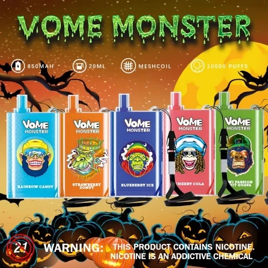 2023 Neueste Einweg Vape Vome Monster 10000 Puffs 20ml Öl Kapazität Batterie 1000mAh wiederaufladbare elektronische Zigarette Randm Tornado Vape