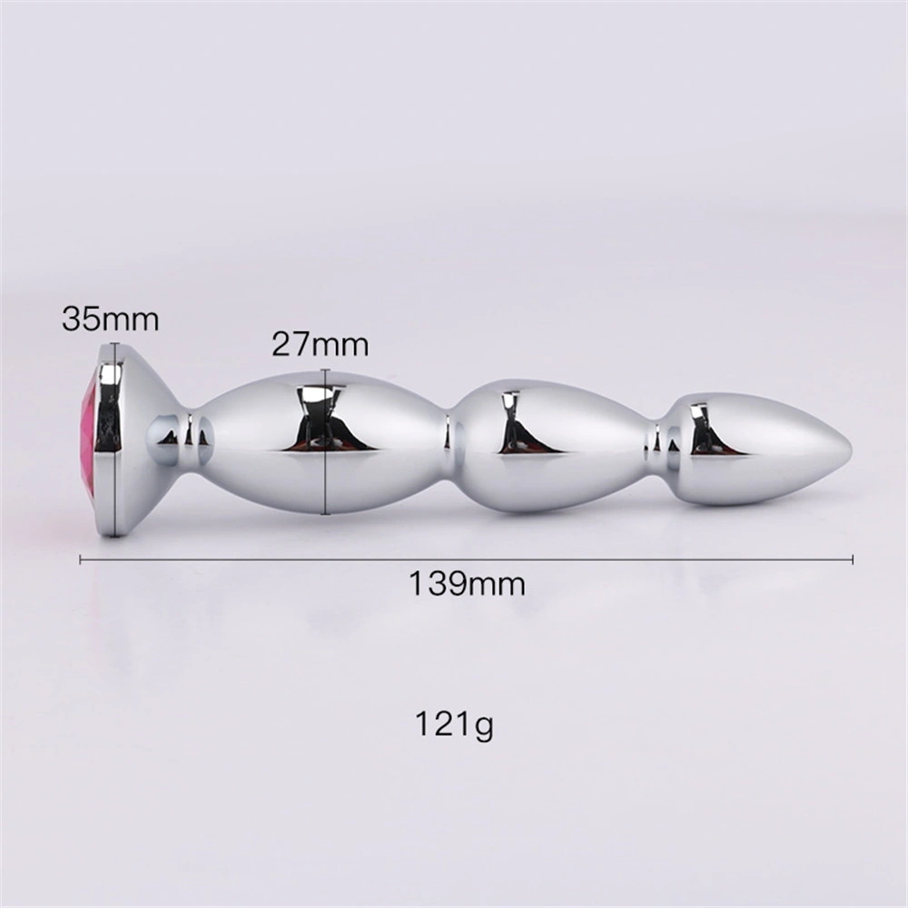 Silver Color Aluminium Alloy Butt Plug Metal Long Butt Plug with Jewel