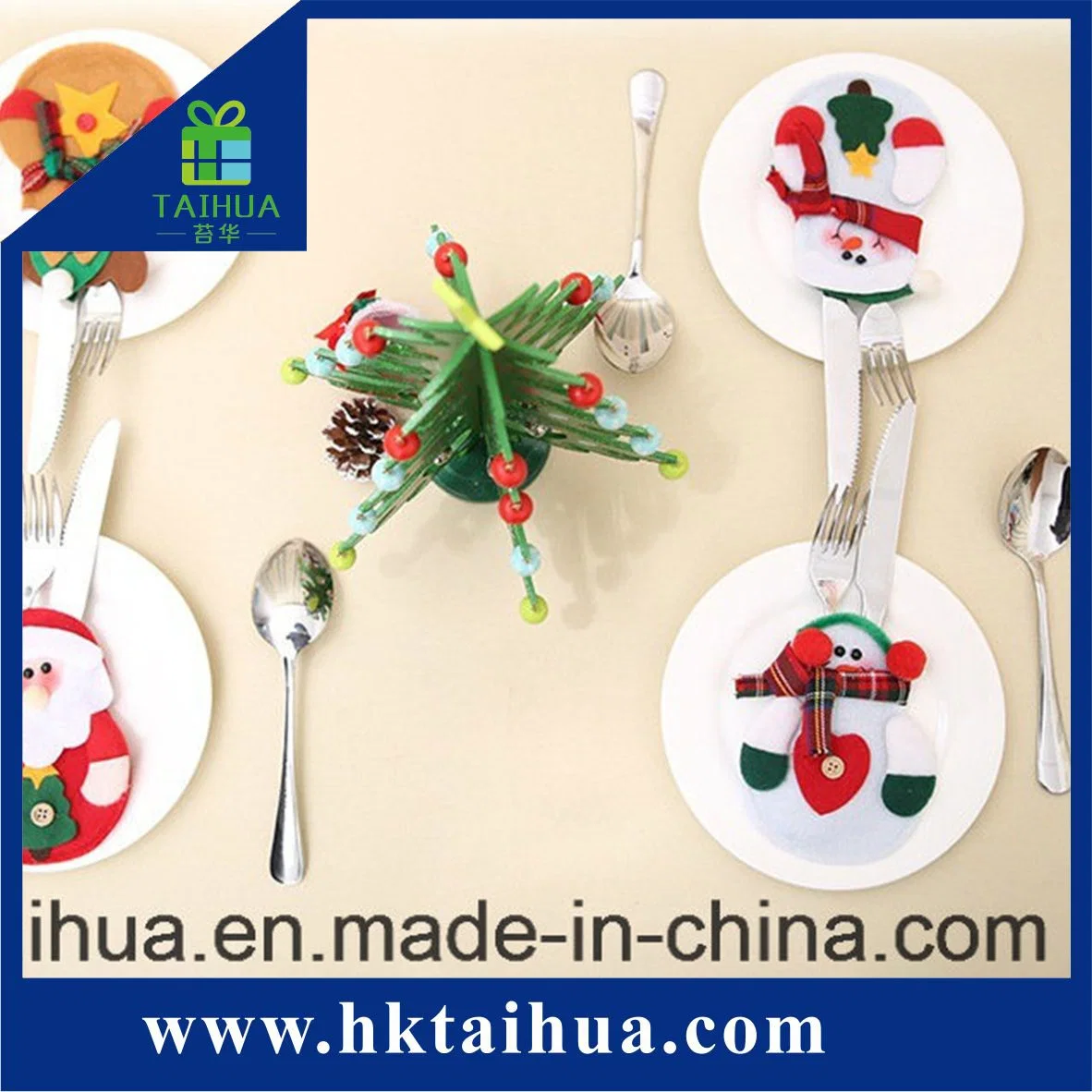 Cute Christmas Kitchen Decoration Santa Fork and Knife Cover