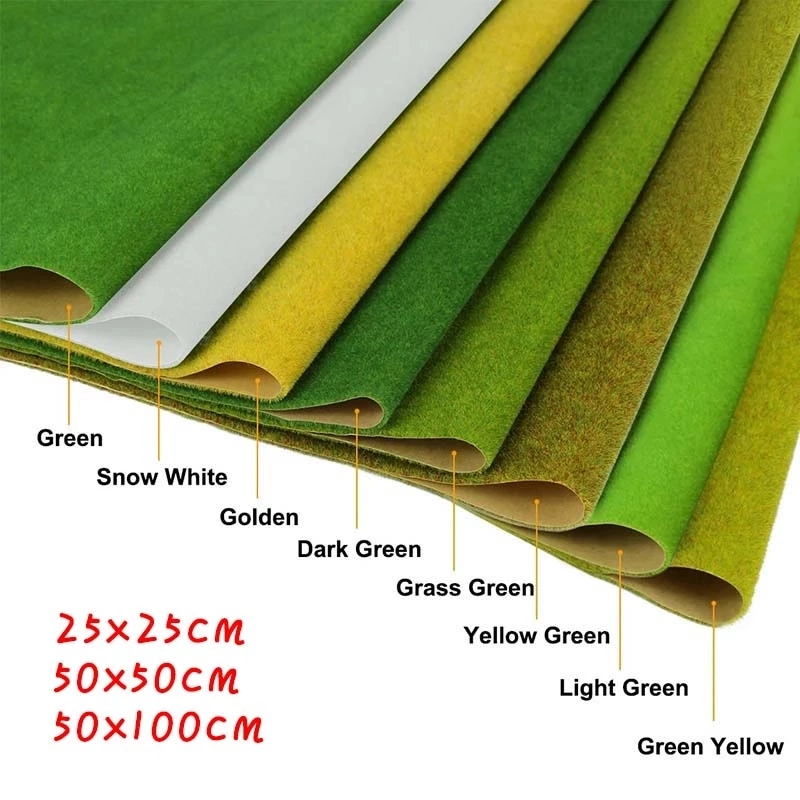 Thin Artificial Lawns Landscape Grass Mat for Model Train Not Adhesive Paper Lawn Fake Turf Decoration Garden Accessories