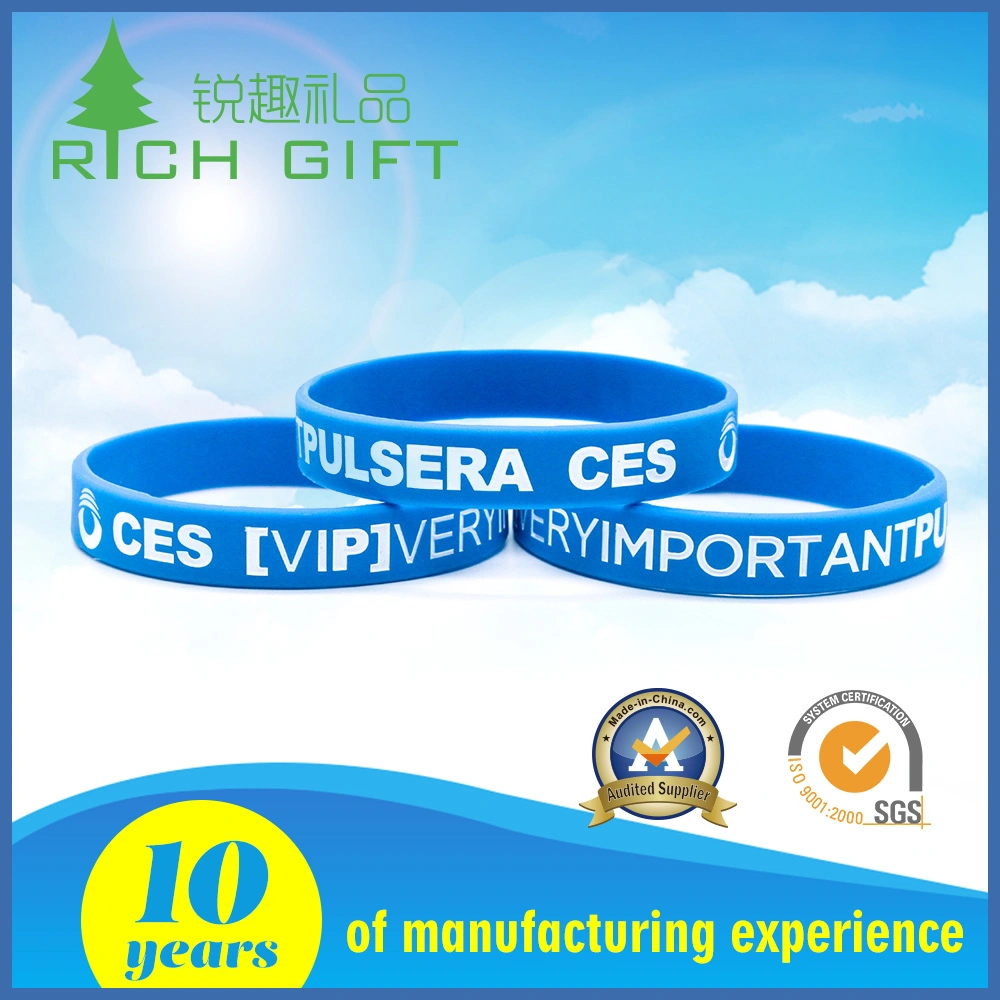 Custom Embossed/ Debossed/ Printed Colorful Logo 100% Silicone Wristband