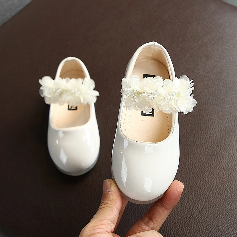 Girls Rhinestone Lace Baby Shoes Bowknot Kids Shoes for Dance Wedding Party