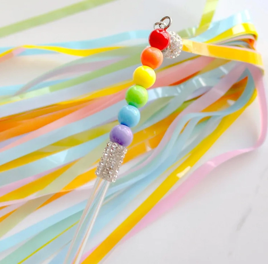 Hot Sale Rainbow Color Cat Teaser Multicolor Tassel Bell Cat Toy