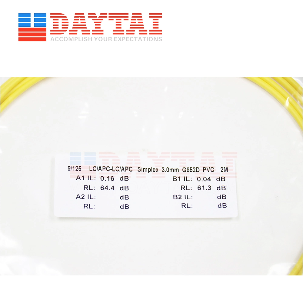 LC APC to LC APC Connector Simplex Sm Single Mode Fiber Optic Patch Cord