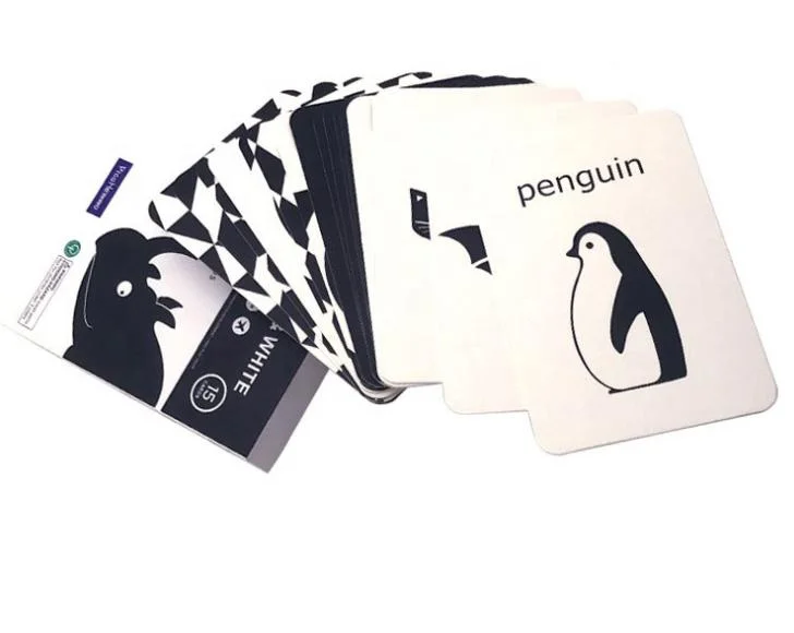 Benutzerdefinierte schwarz-weiß Tier Englisch Wort Speicherkarte Digital Flash-Karte Für Word