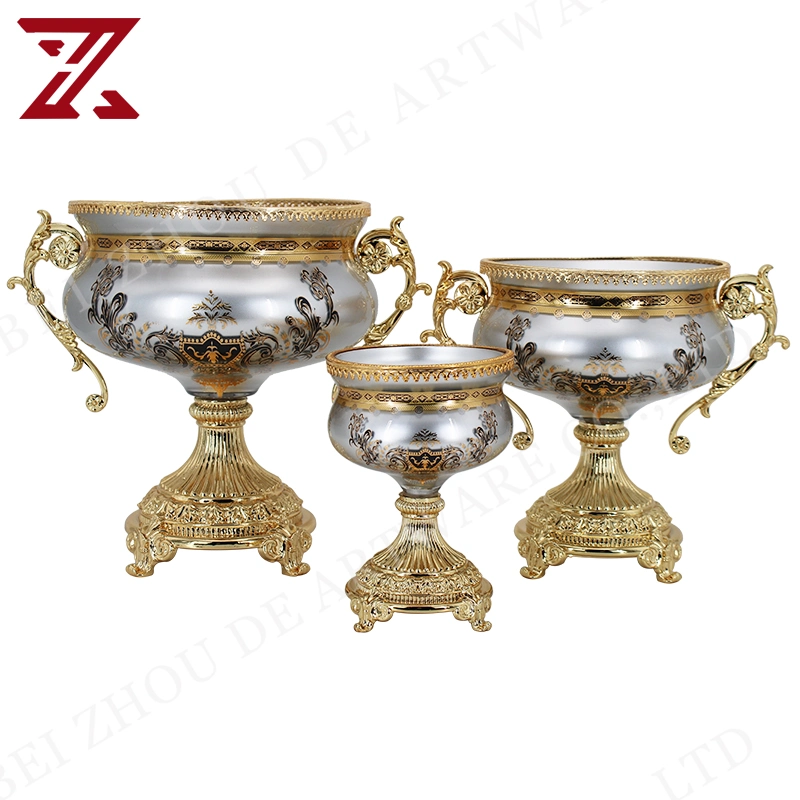 Wholesale/Supplier Custom Fruit Bowl Stand Colorful Decorative Metal Footed Glass Fruit Bowl for Hotel Muslim Villa Decoration
