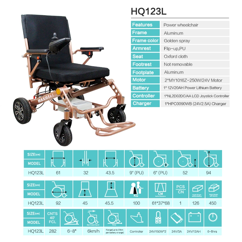 Travel Aluminum Foldable Brushless Motor Lithium Battery Lightweight Electric Wheelchair