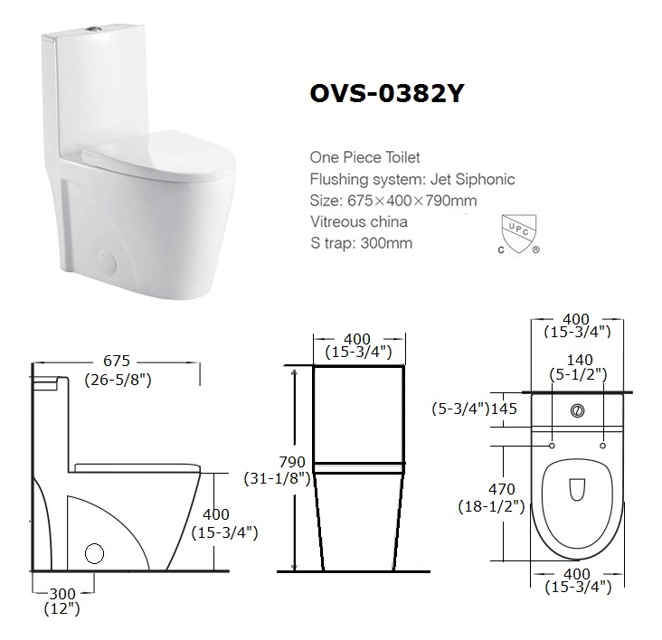 Ovs Cupc North America الحمام السيراميك قطعة واحدة WC الصينية خزانة المياه فاخرة الصحة Ware قياسية كوموmode المراحيض السوداء