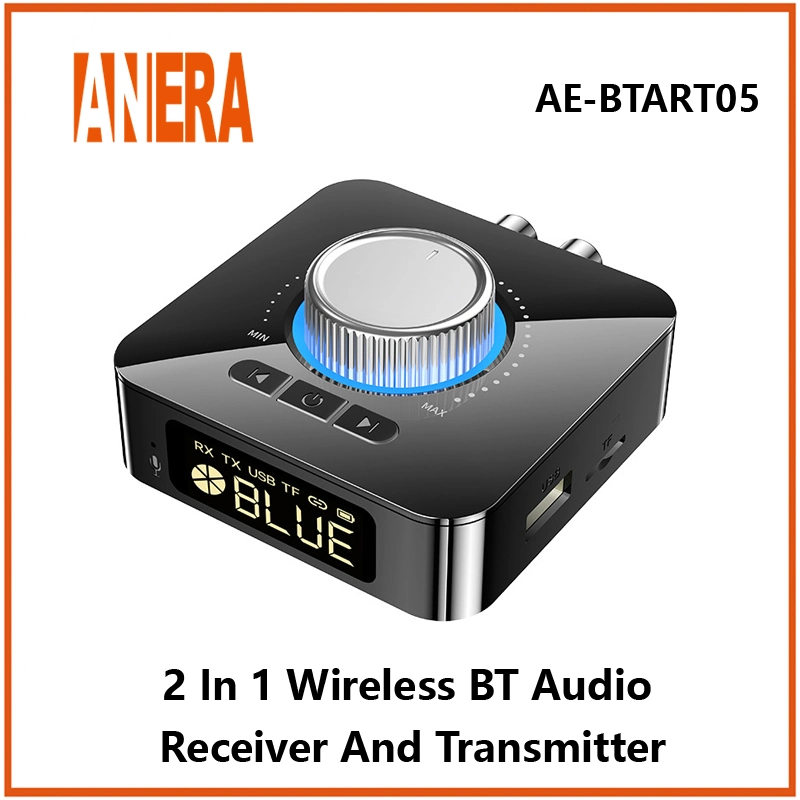 Anera V5.1 Récepteur/Émetteur Audio Bluetooth sans Fil 2 en 1 Adaptateur Audio Bt pour Voiture avec Télécommande pour Télévision de Voiture et Écouteurs.